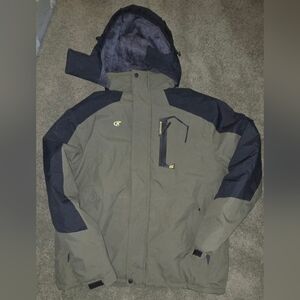Olive and Black Men's Winter Outdoor Jacket